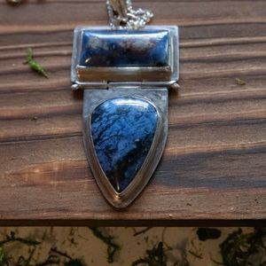 Handmade Dumortierite and silver pendant